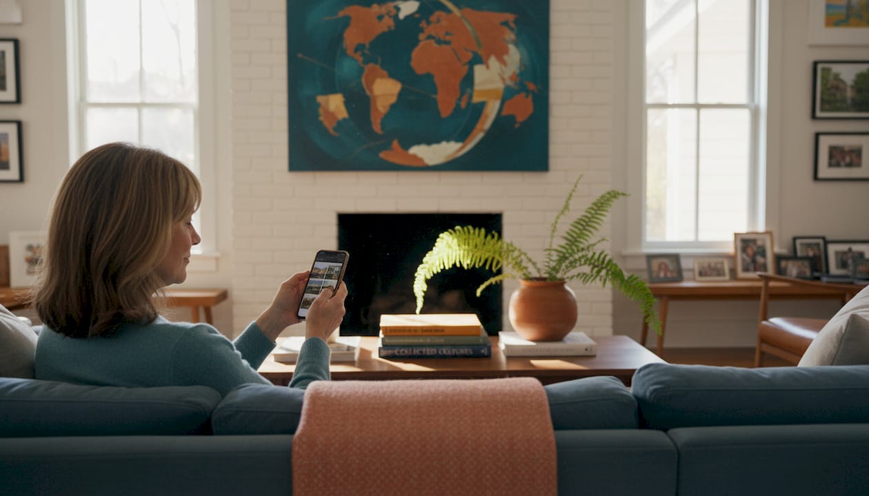 Modern living room with bespoke artwork centerpiece