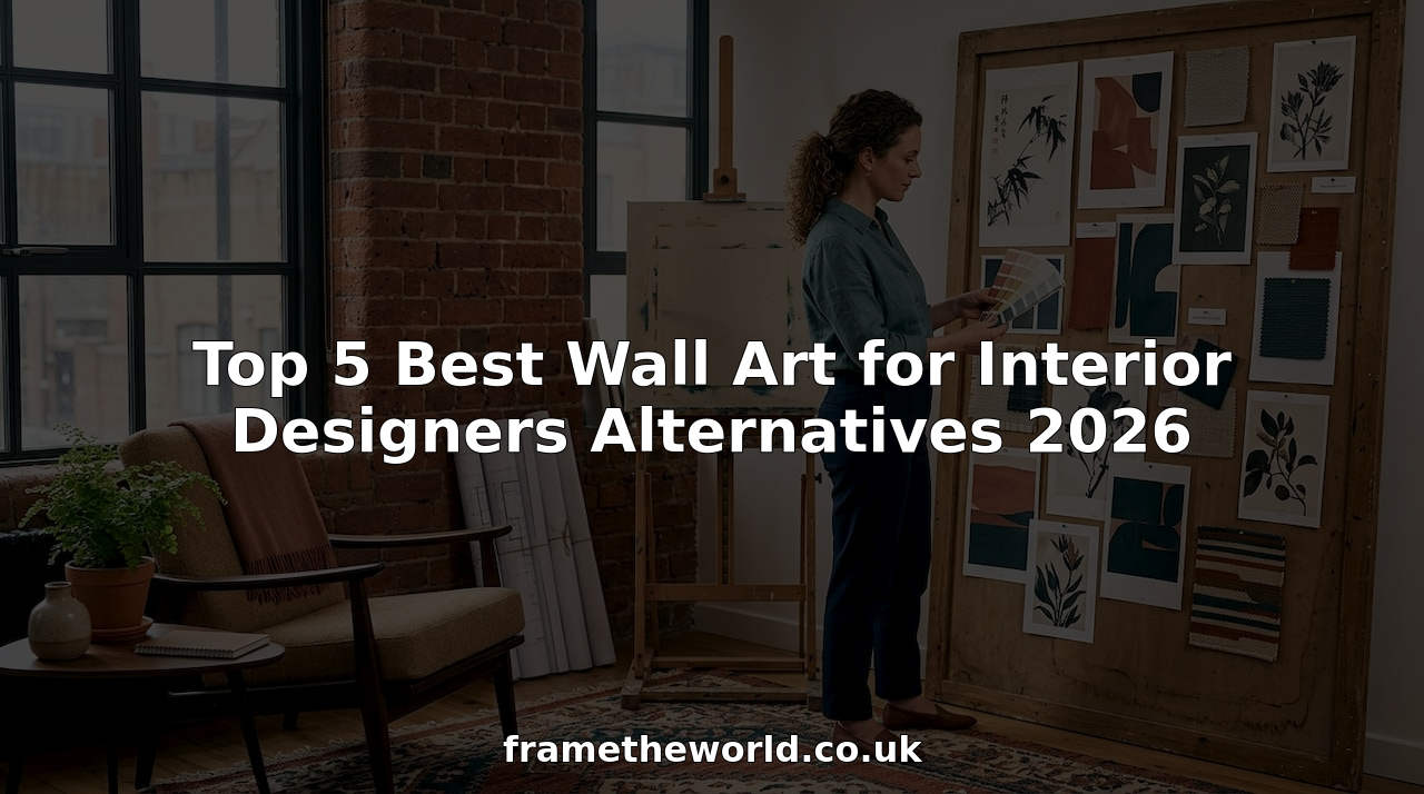 Interior designer viewing wall art samples in studio
