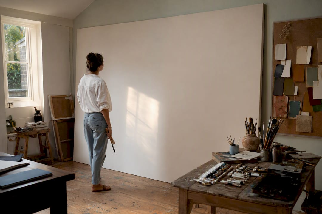 Blank canvas near stairwell for commission
