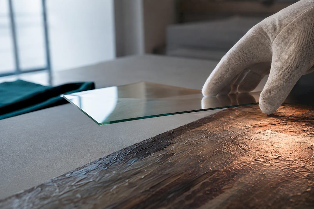 Conservation glazing protecting painted surface