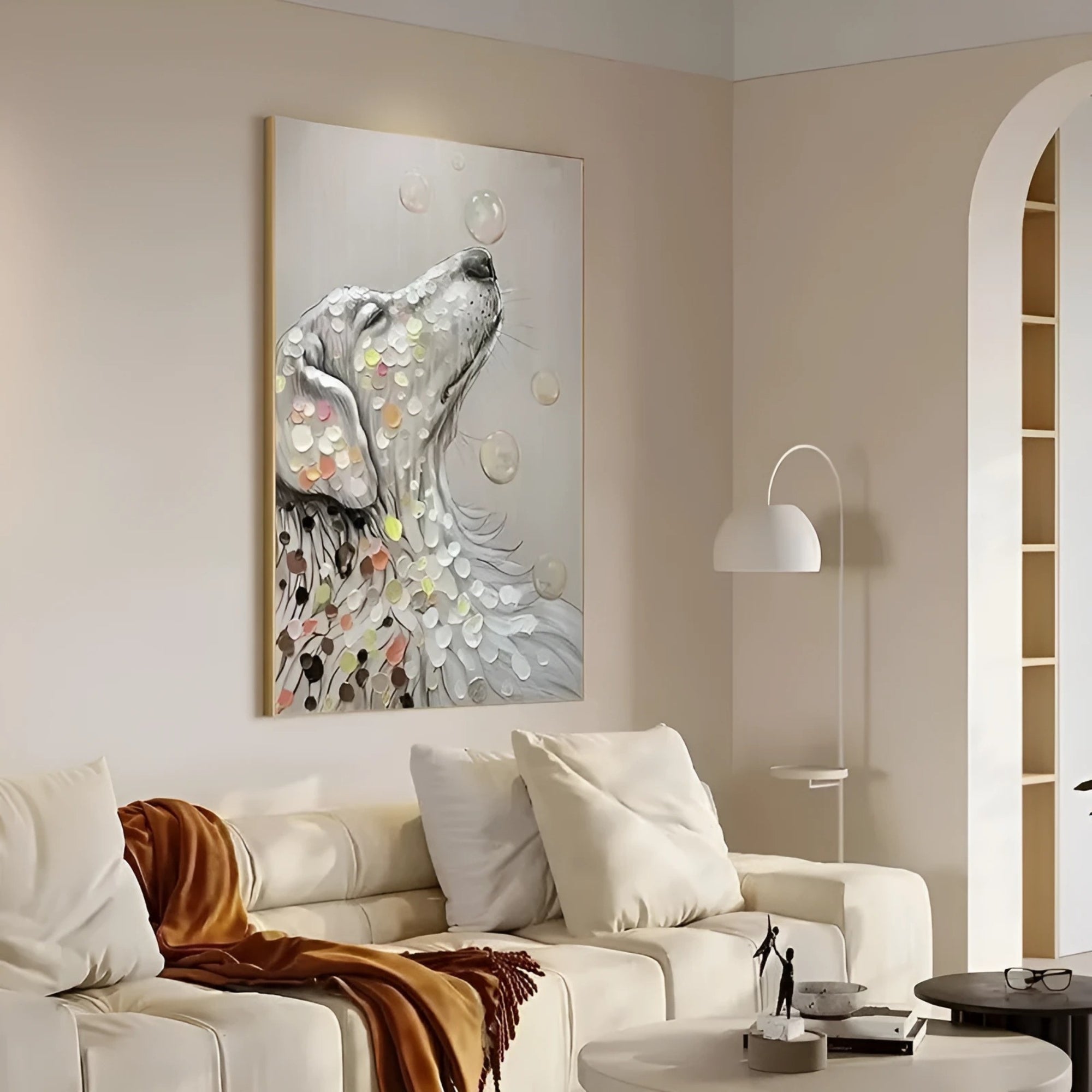Textured dog portrait in oil, fits beautifully in modern entryways or minimalist Scandinavian spaces