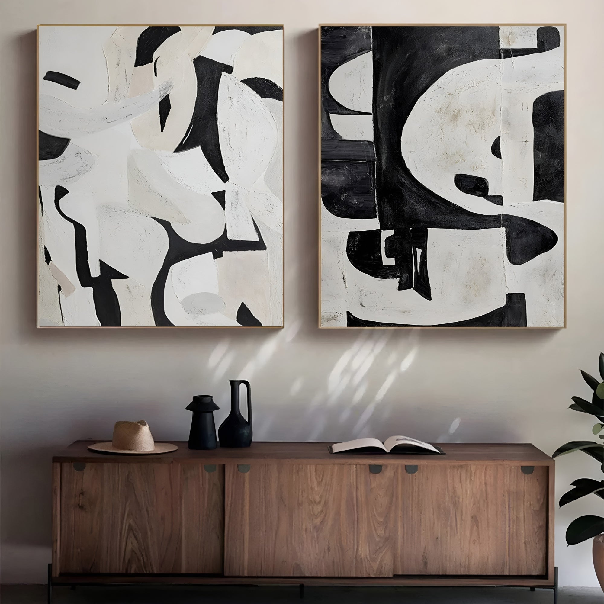 Wabi-Sabi Wall Art - Echoes of Contrast - Set of 2