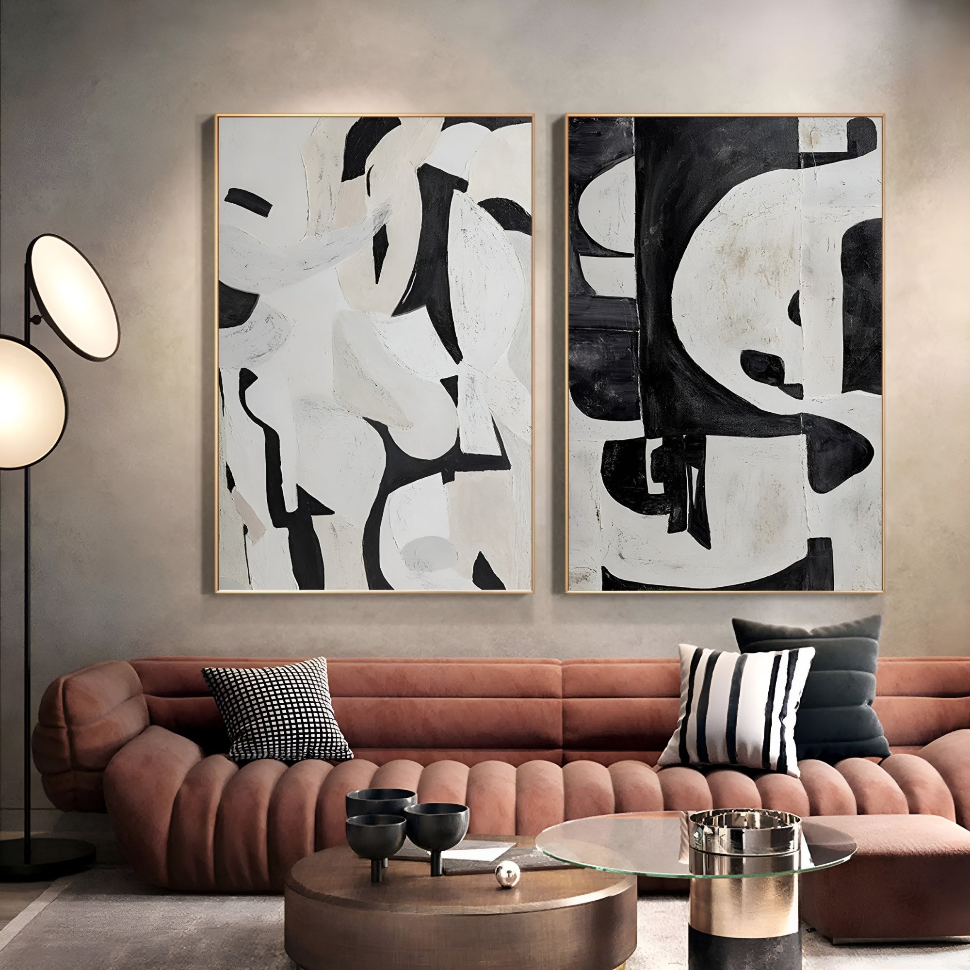 Wabi-Sabi Wall Art - Echoes of Contrast - Set of 2