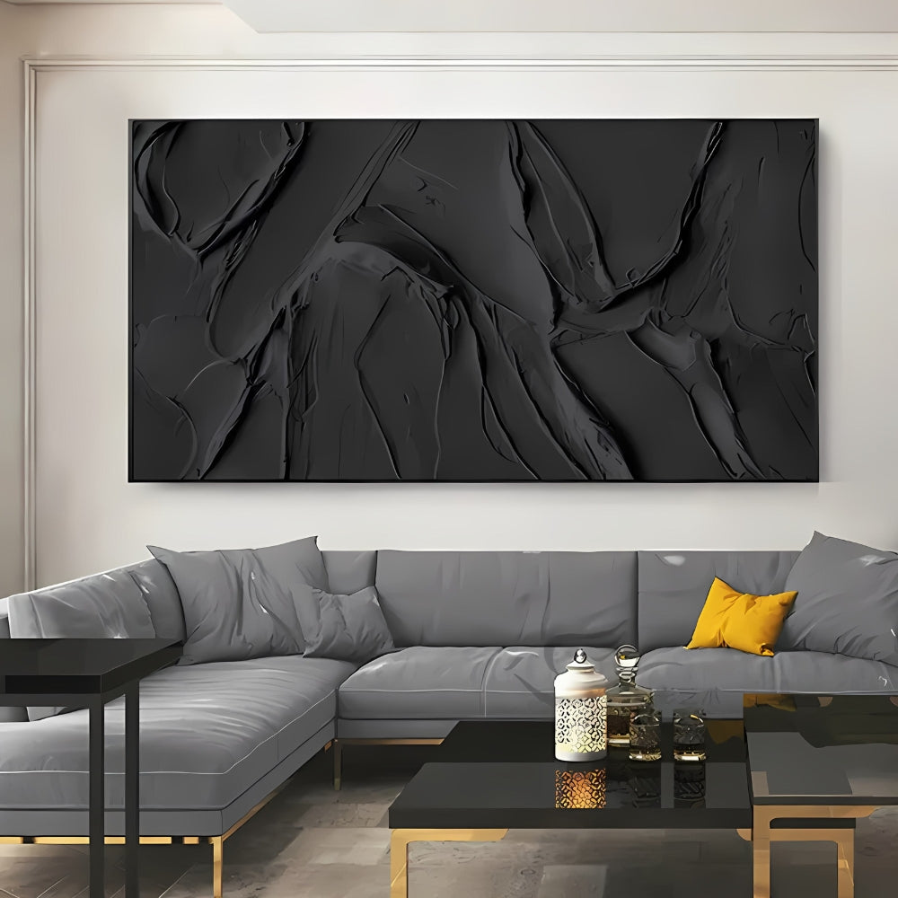 Bold and minimalist, this monochrome oil painting adds depth to contemporary interiors.