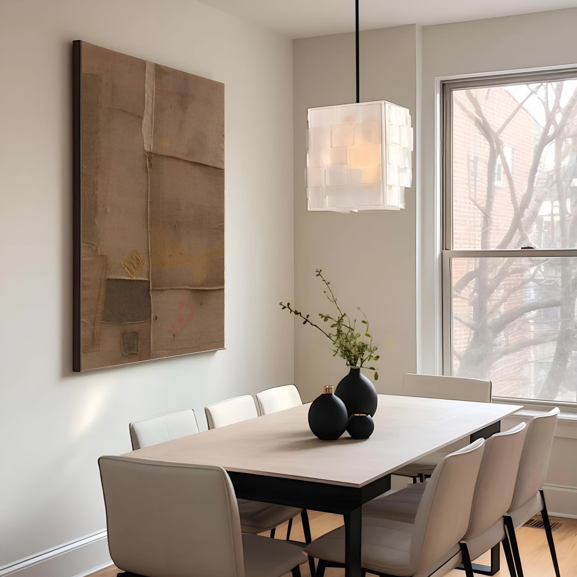 Handcrafted Wabi-Sabi Canvas Art - Neutral Beige Abstract Painting