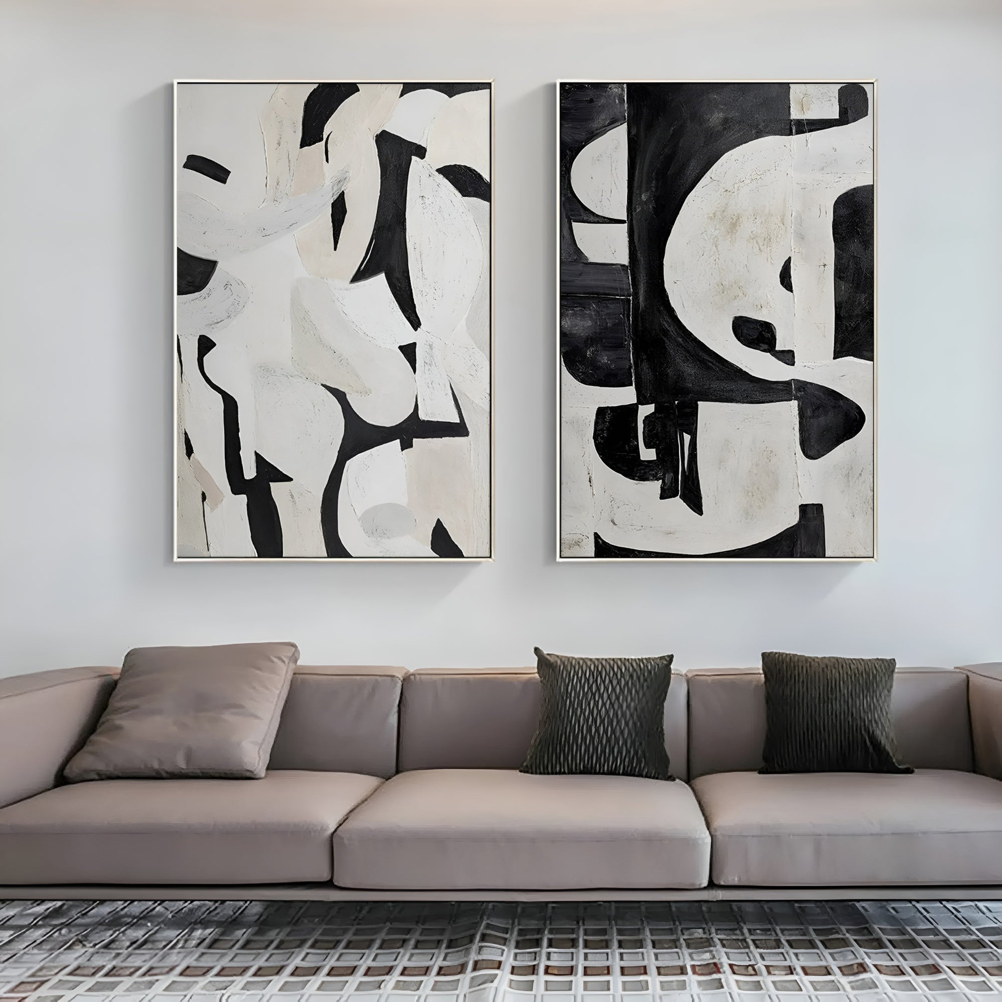 Wabi-Sabi Wall Art - Echoes of Contrast - Set of 2