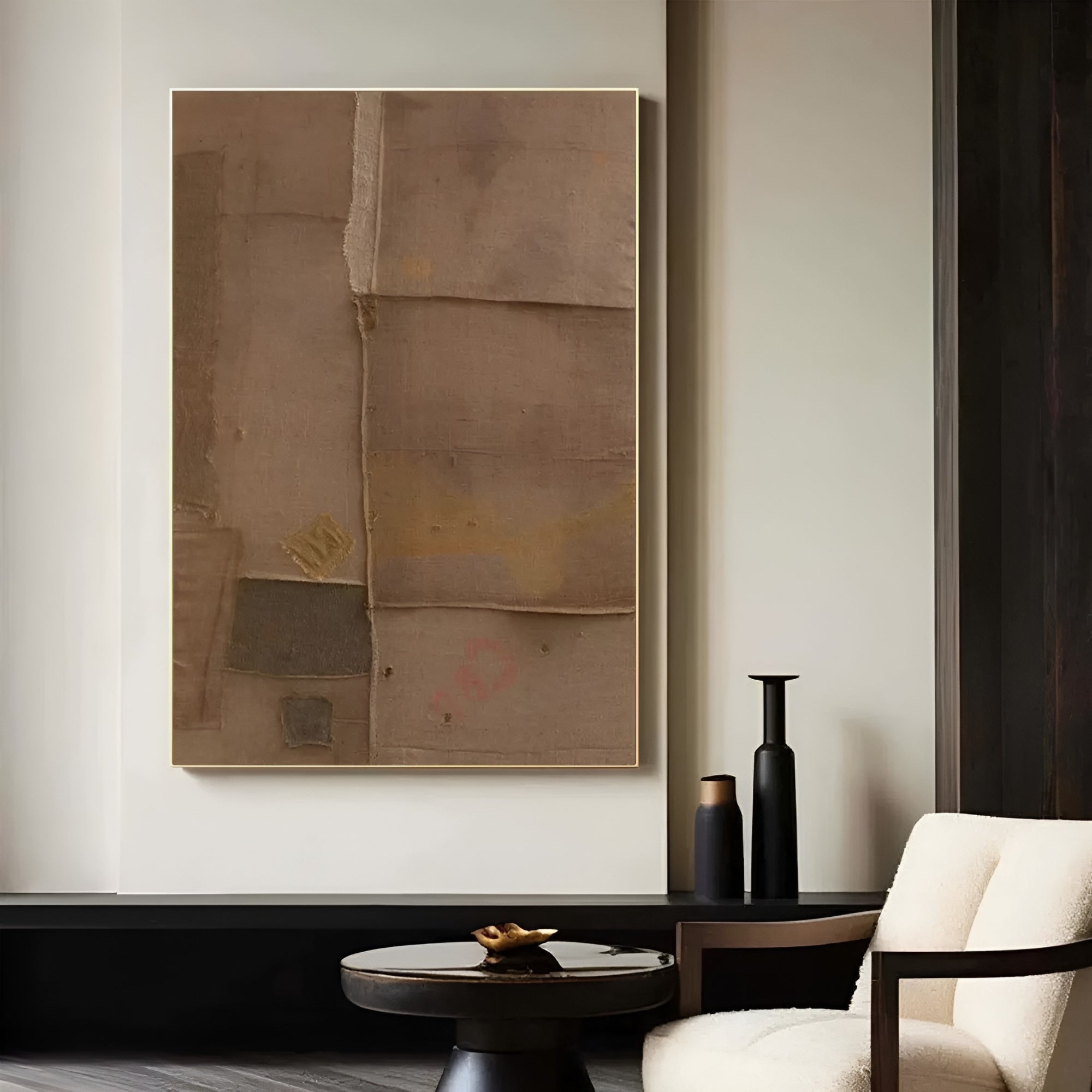 Earthy Brown Abstract Canvas - Organic Textured Wall Painting