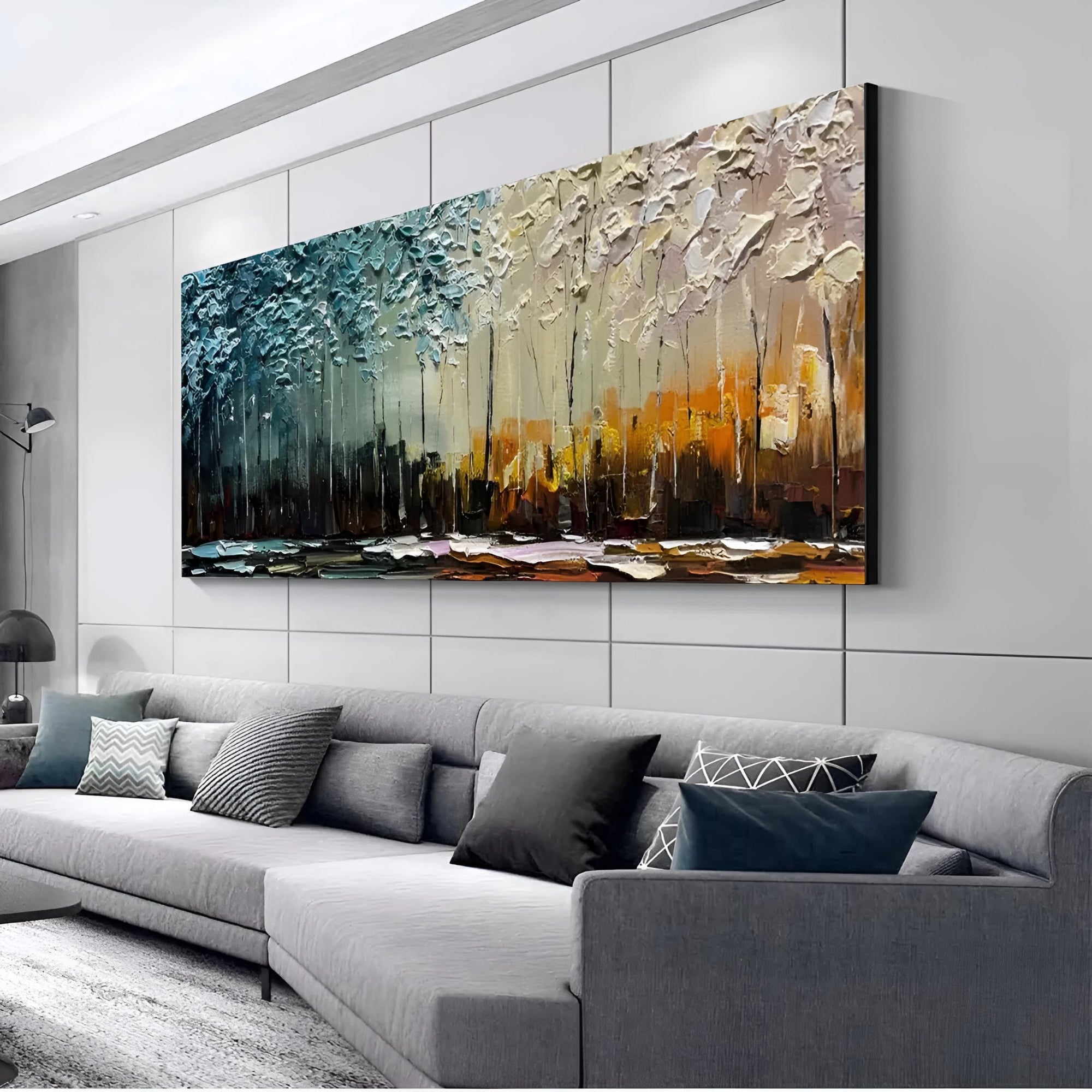 Perfect for cozy sitting areas, this handmade oil artwork brings a calming forest vibe.