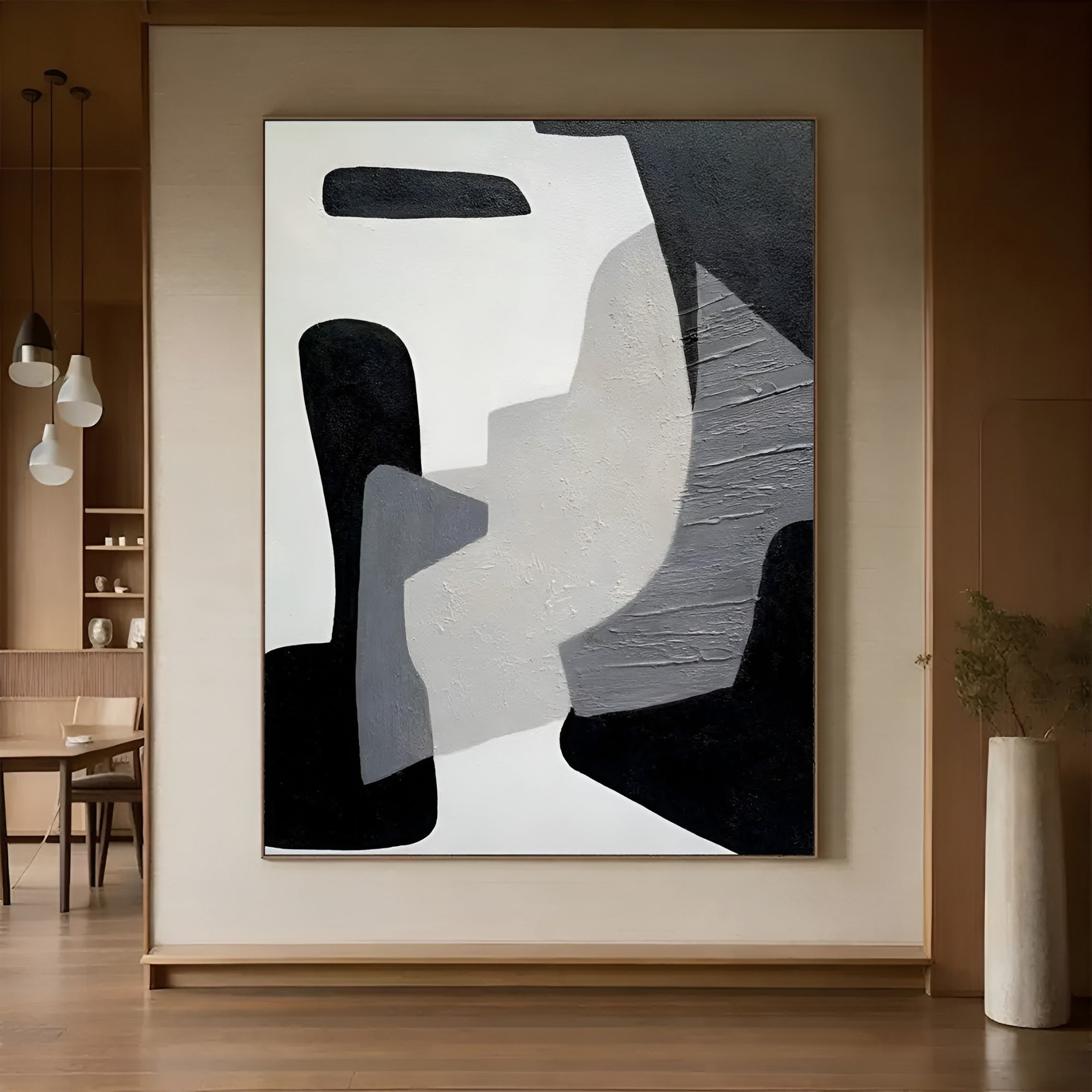 Sophisticated contemporary art piece in neutral tones - Stylish abstract wall decor for minimalist interiors.