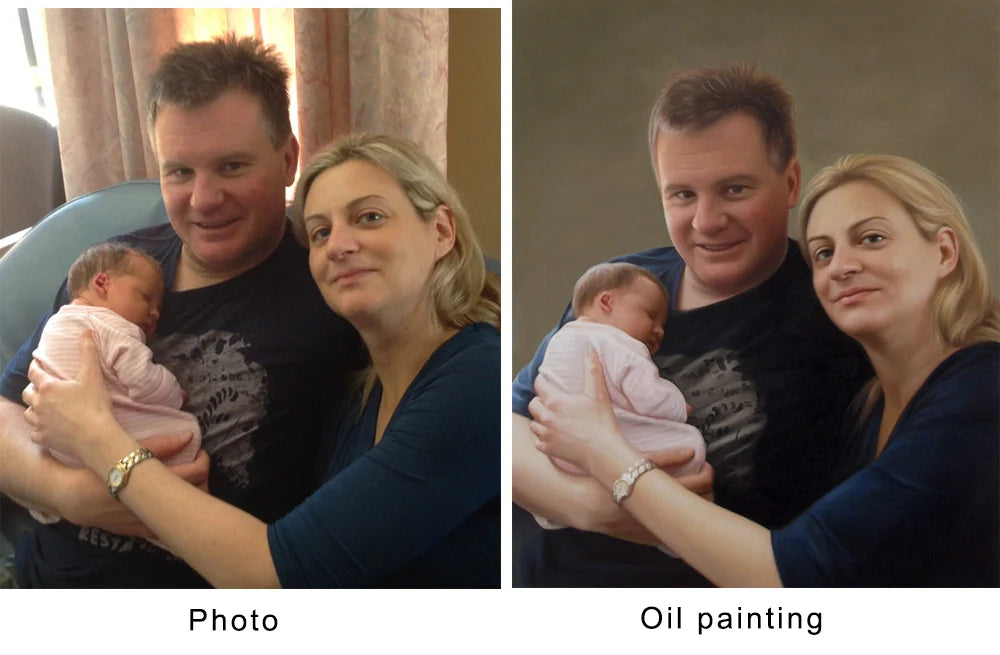 Turn Your Photo into a Custom Oil Painting – Family, Pet & Couple Portraits Set 2
