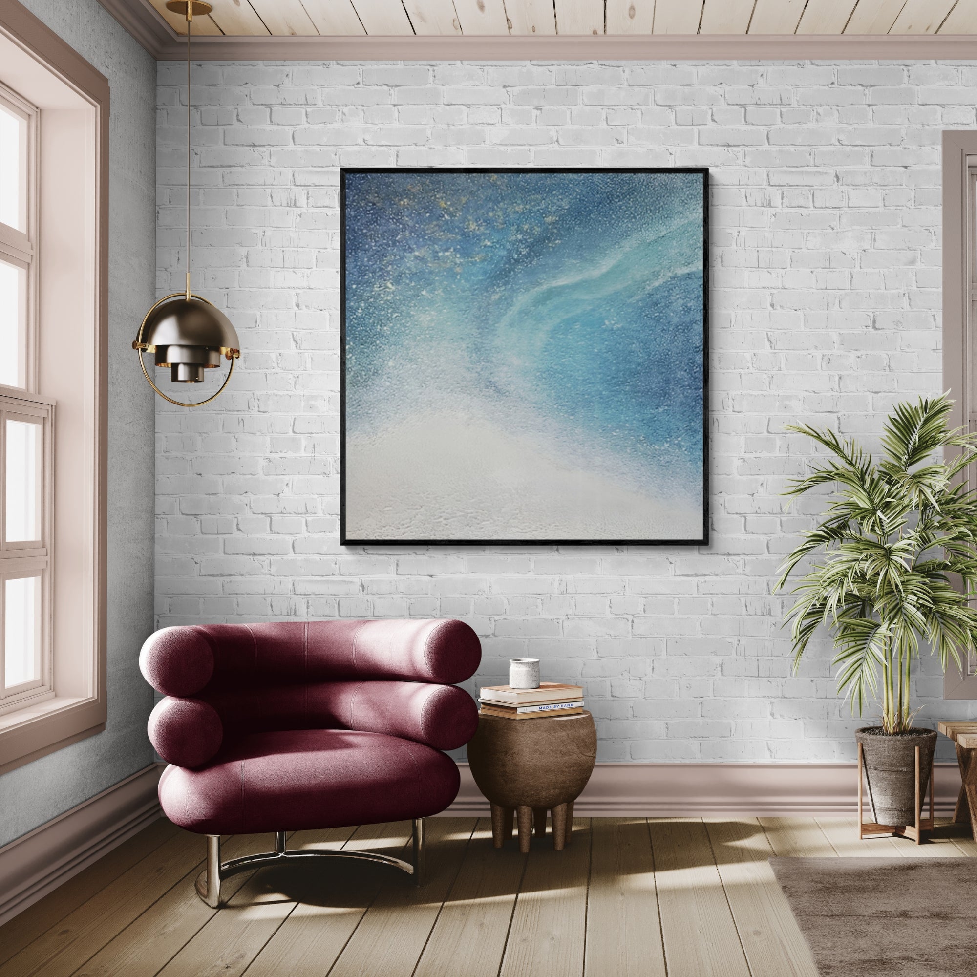 Textured abstract painting of deep space, fits beautifully in modern apartments or meditation rooms