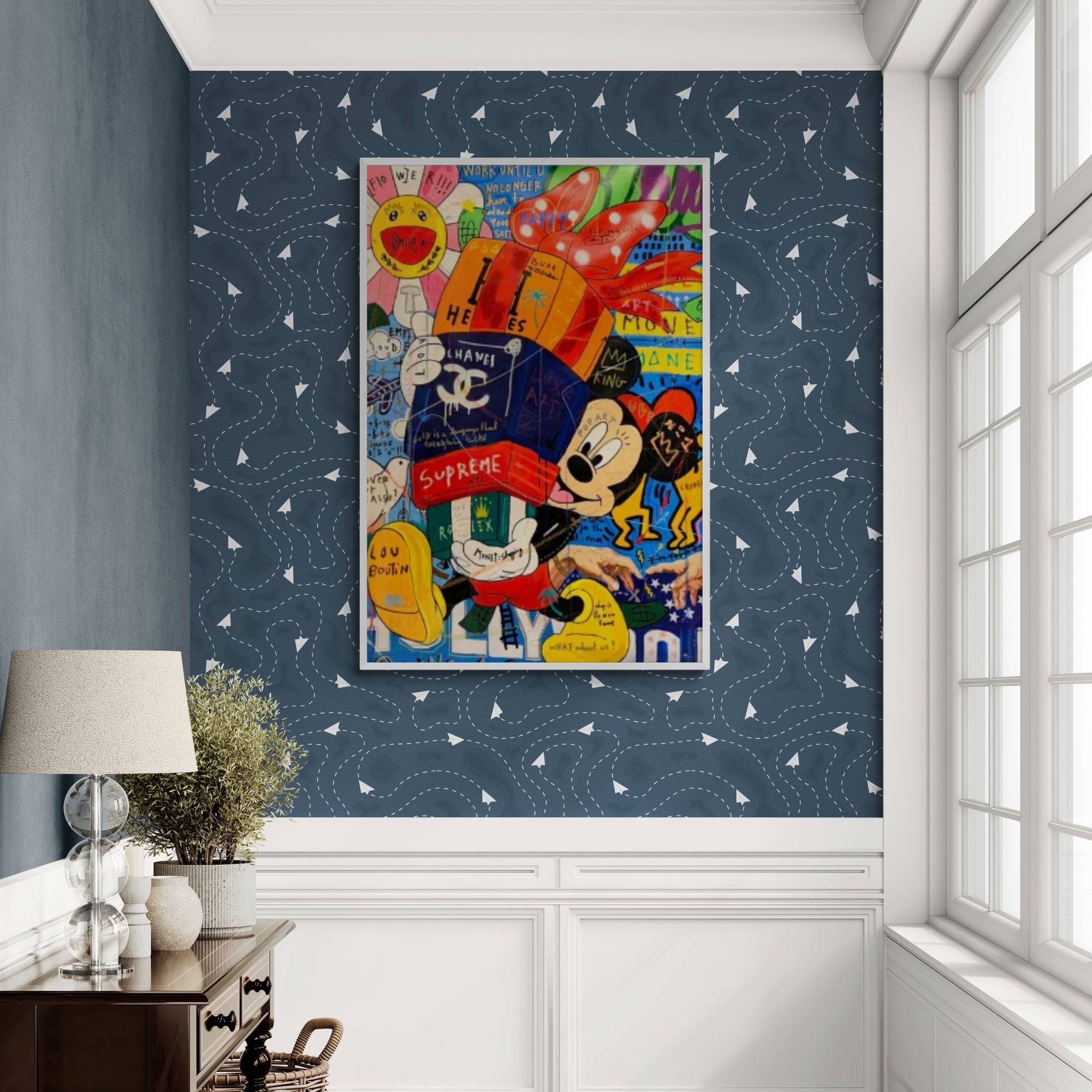 Vibrant cartoon-style oil painting, perfect for pop culture lovers decorating modern or industrial-style homes