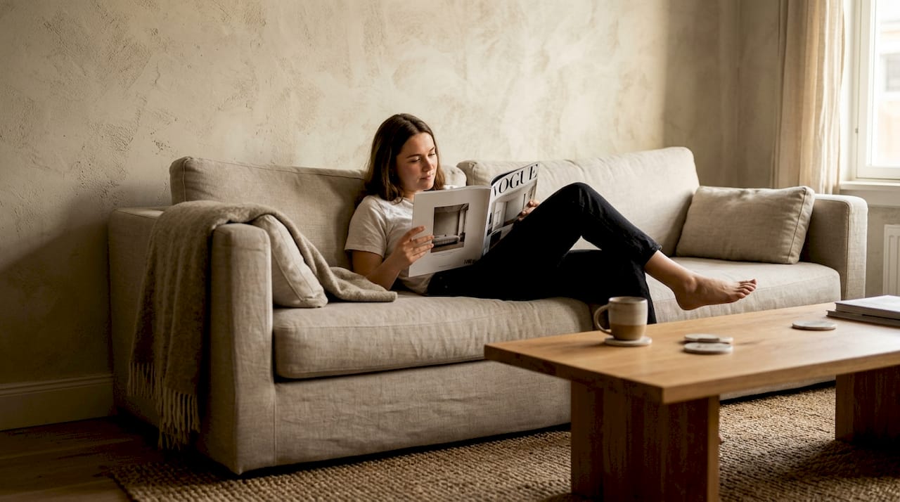 Living room with textured walls and decor