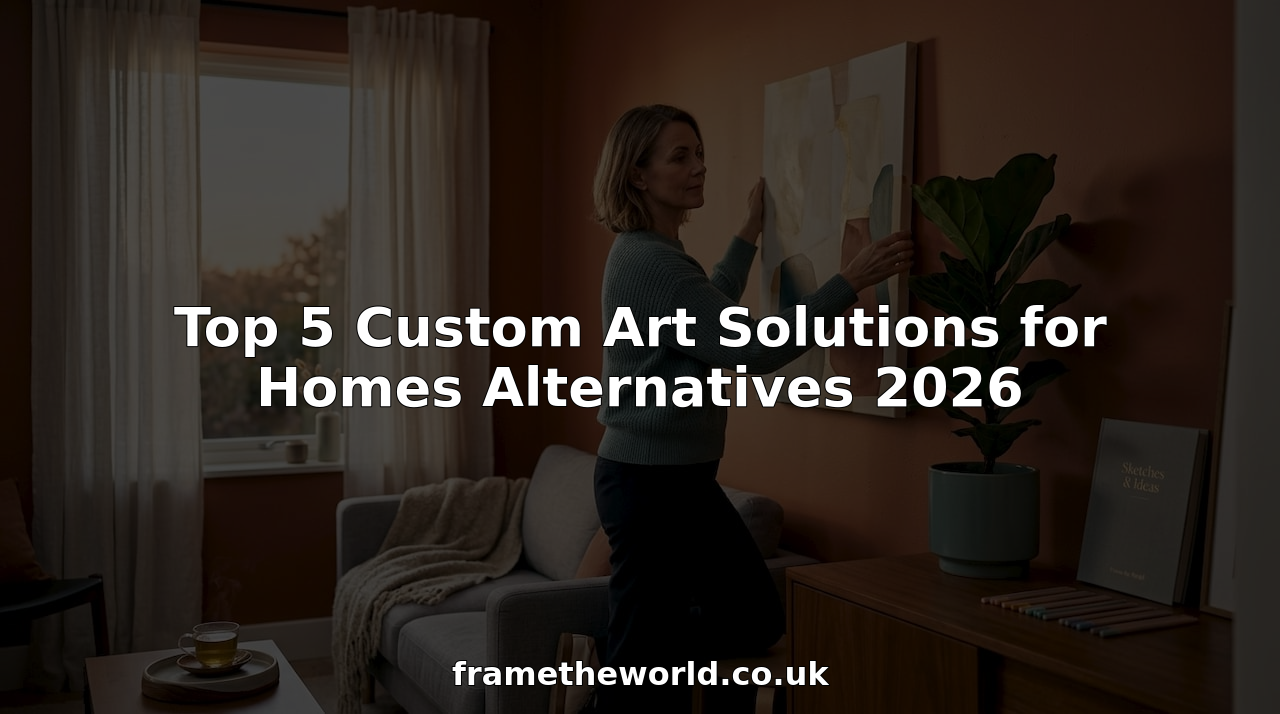 Woman arranging custom art in living room