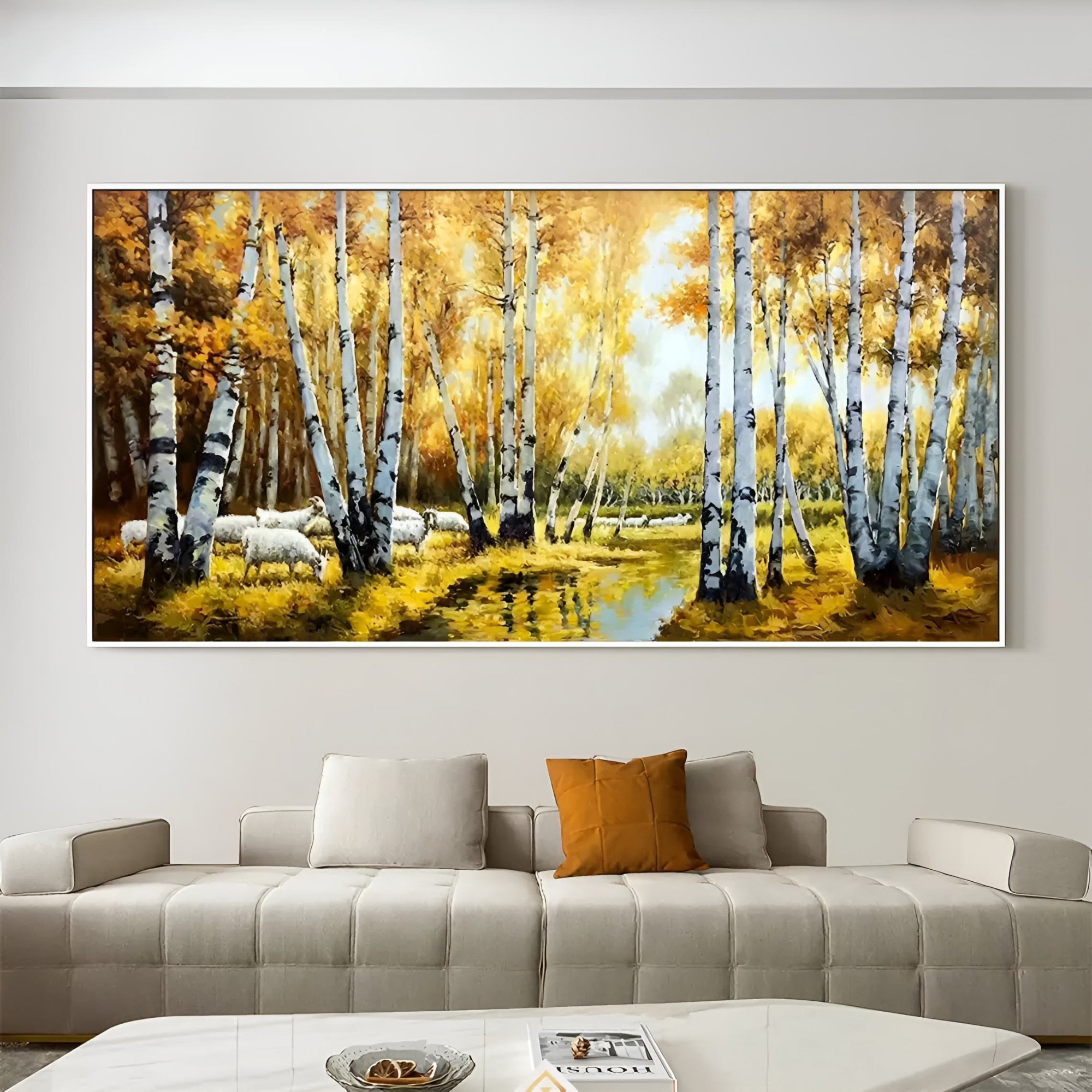 Handmade oil painting of a forest, perfect for cozy reading nooks or nature-inspired home interiors.