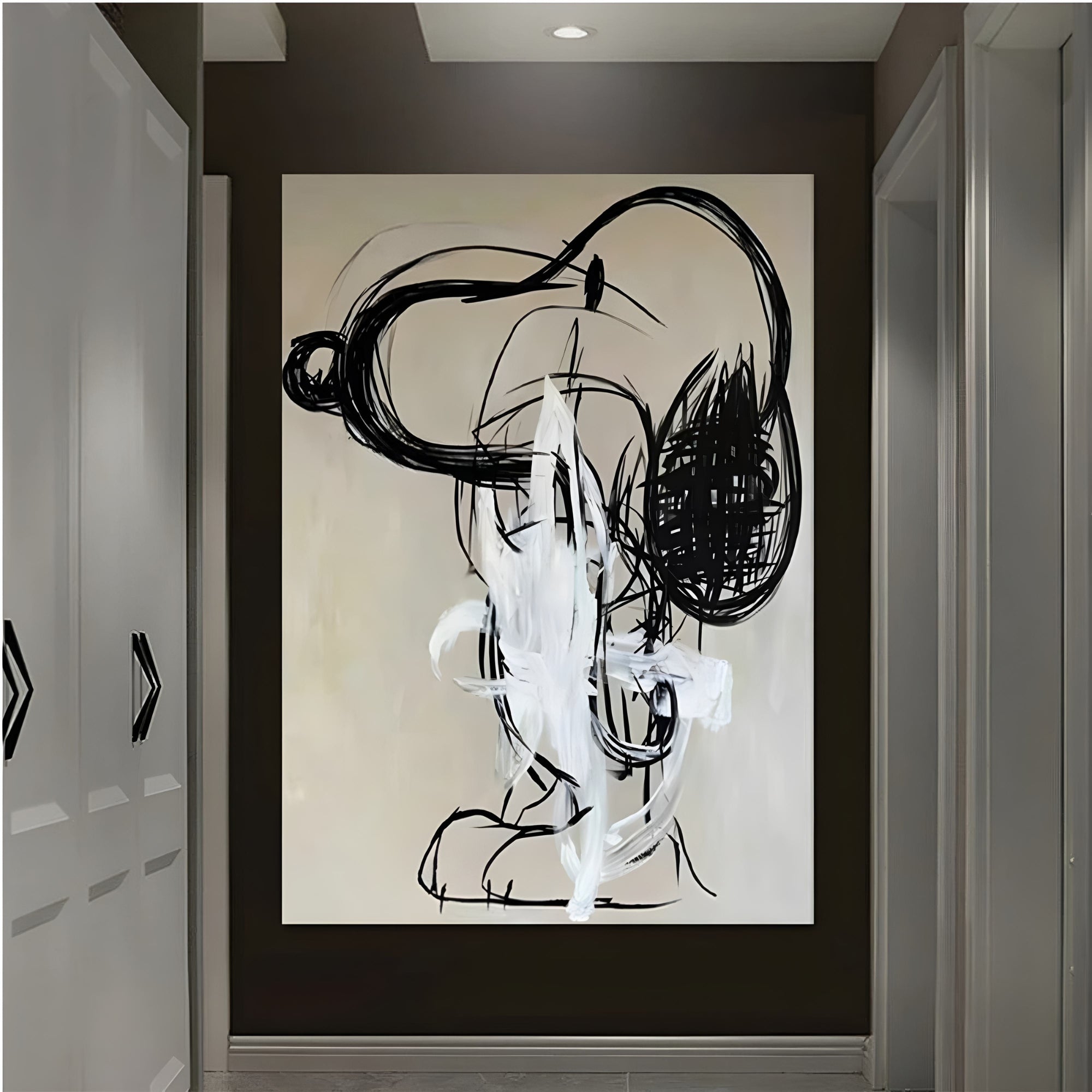 Expressive handmade oil painting in monochrome tones, perfect for stylish lofts, contemporary living rooms, or open spaces.