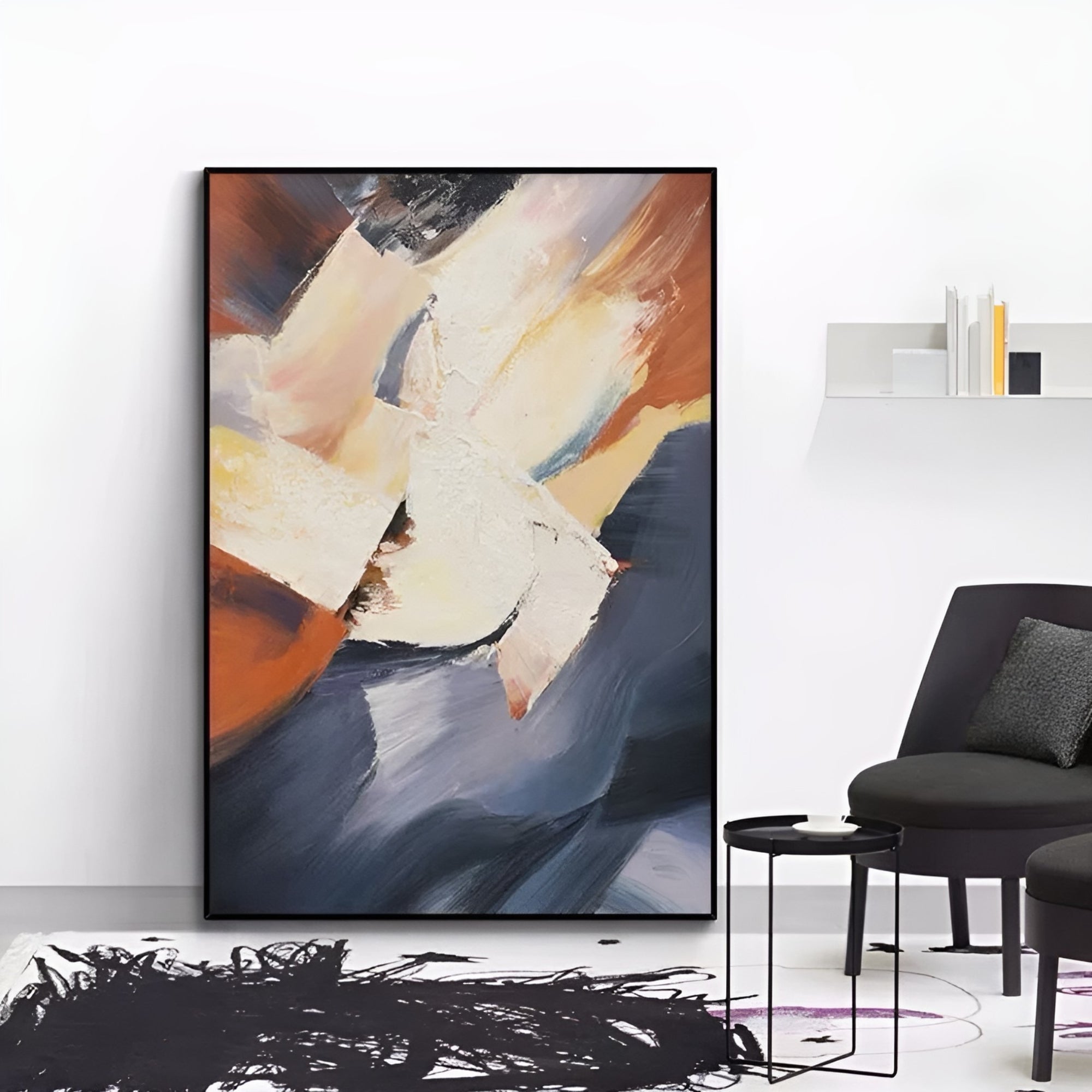 Expressive handmade oil canvas with dynamic strokes, fits perfectly in contemporary homes and modern offices.