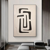 Handmade abstract oil painting featuring layered geometric forms – ideal for sophisticated interiors.