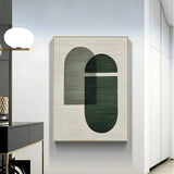 Minimalist Green and Neutral Oil Painting - Handmade Artwork for Sophisticated Interior Design