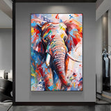 Expressive elephant portrait in handmade oil paint brings dynamic energy to eclectic home decor.