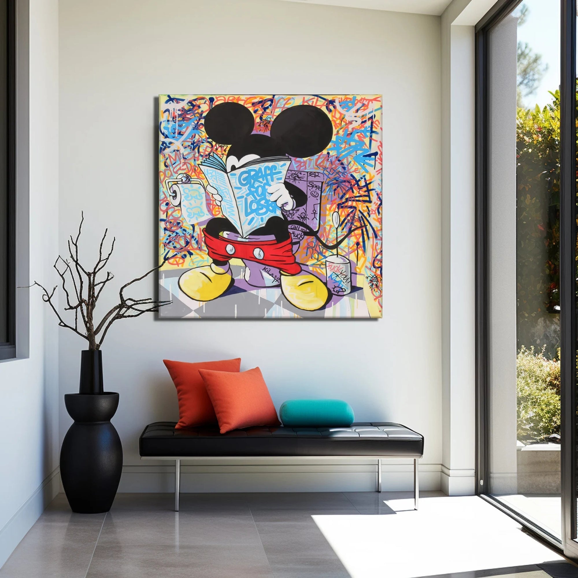 Modern Street Art Mickey Canvas – A stunning fusion of pop art and graffiti, featuring a rebellious Mickey Mouse in an edgy, eye-catching composition.