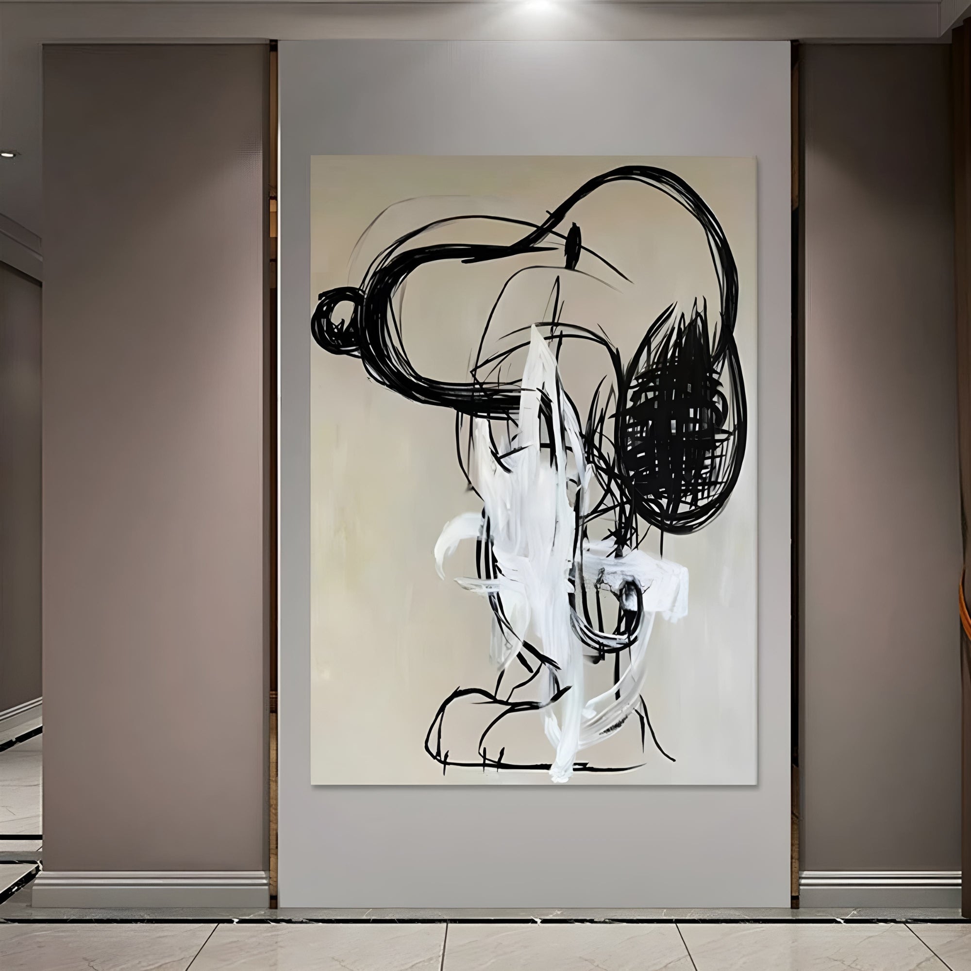 Bold black and white handmade oil painting, great for minimalist apartments, upscale offices, or boutique hotels.