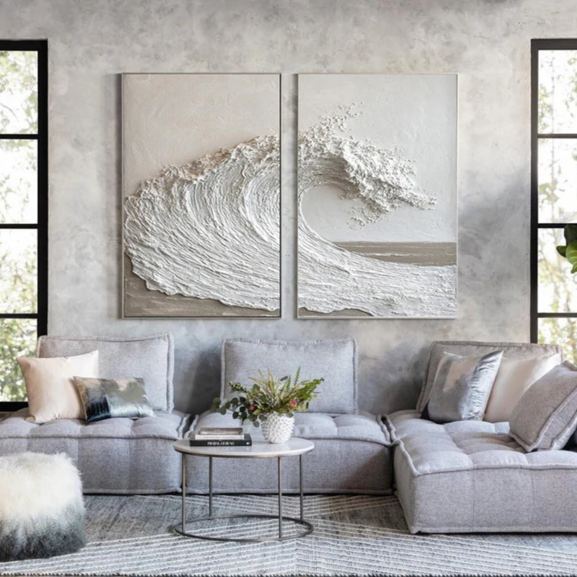 Plaster & Texture Art -  Ocean Crescendo - Set of 2
