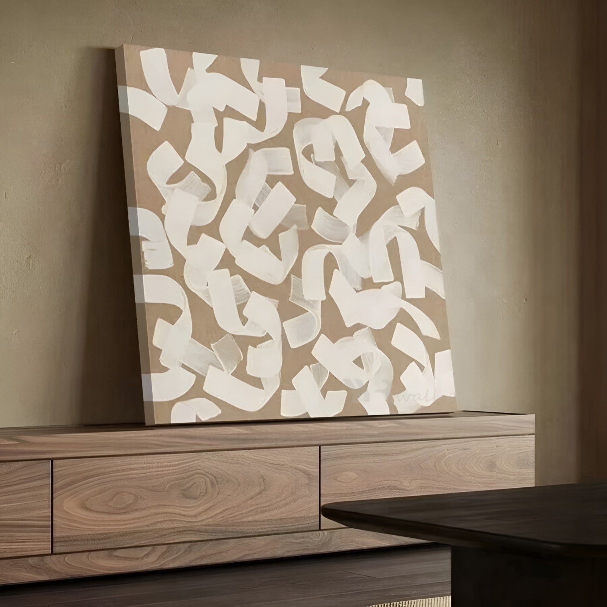 Neutral abstract canvas art, perfect for minimalistic or Japandi-inspired living spaces.