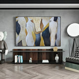 Handmade oil painting with abstract golden and dark tones, perfect for upscale living rooms or boutique hotel lobbies.