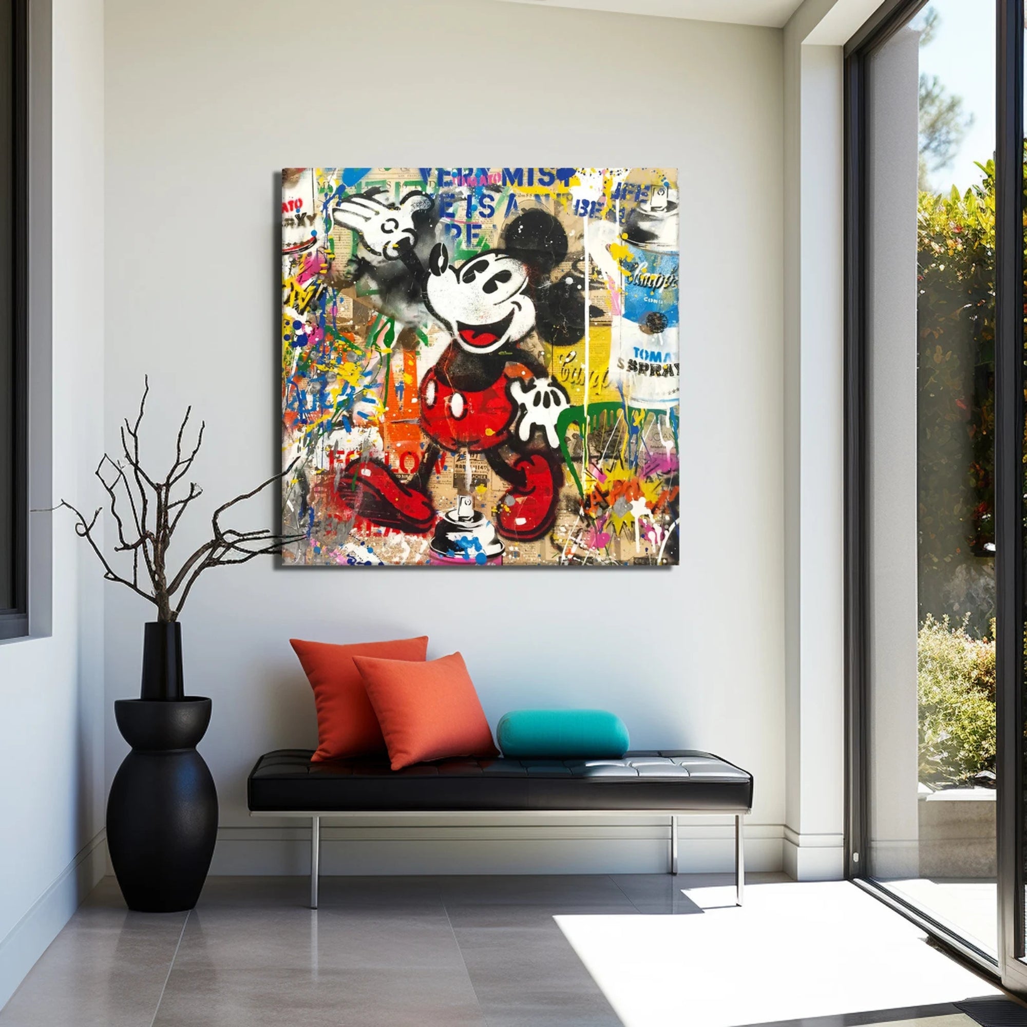 Mickey Mouse Street Art Canvas – Expressive, graffiti-style painting with urban influences and playful nostalgia. A perfect statement piece!