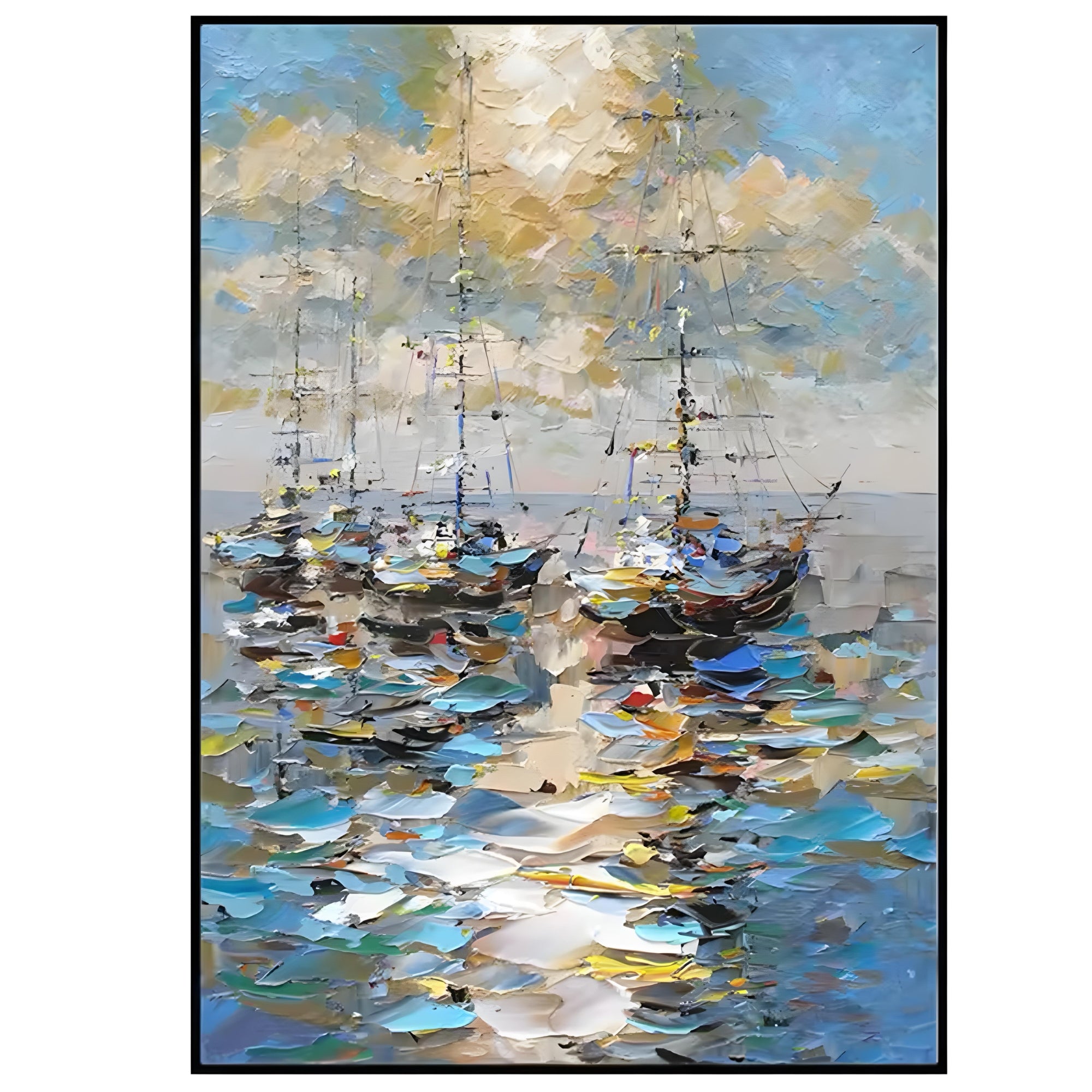 Impasto / Palette knife Art - Golden Sails
