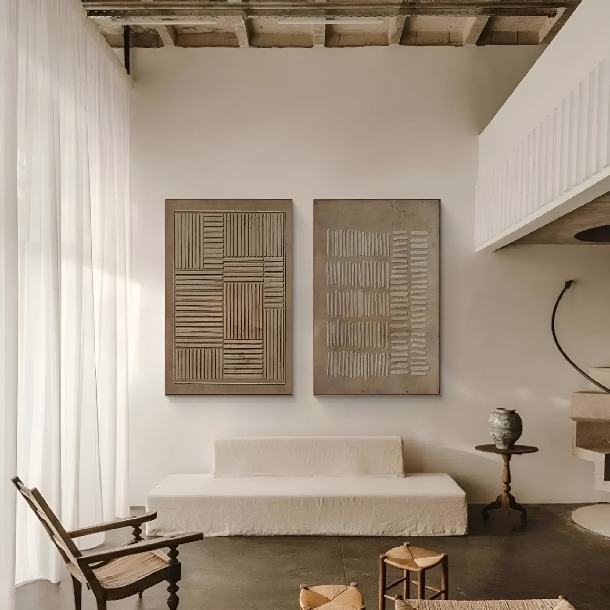 Wabi-Sabi Wall Art -  Woven Balance  - Set of 2