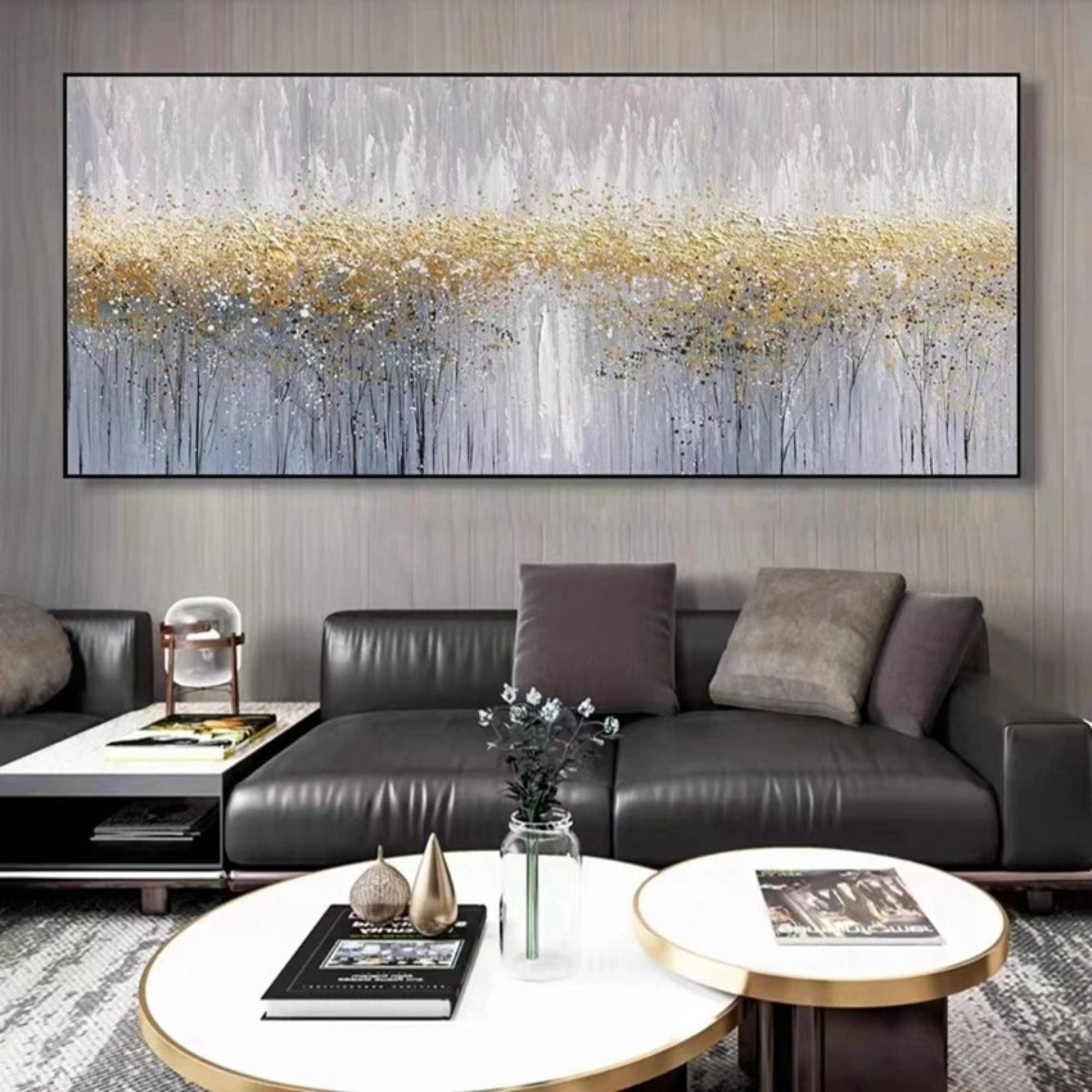 Handmade oil painting with soft abstract lines and muted tones, ideal for modern living rooms or cozy office spaces.