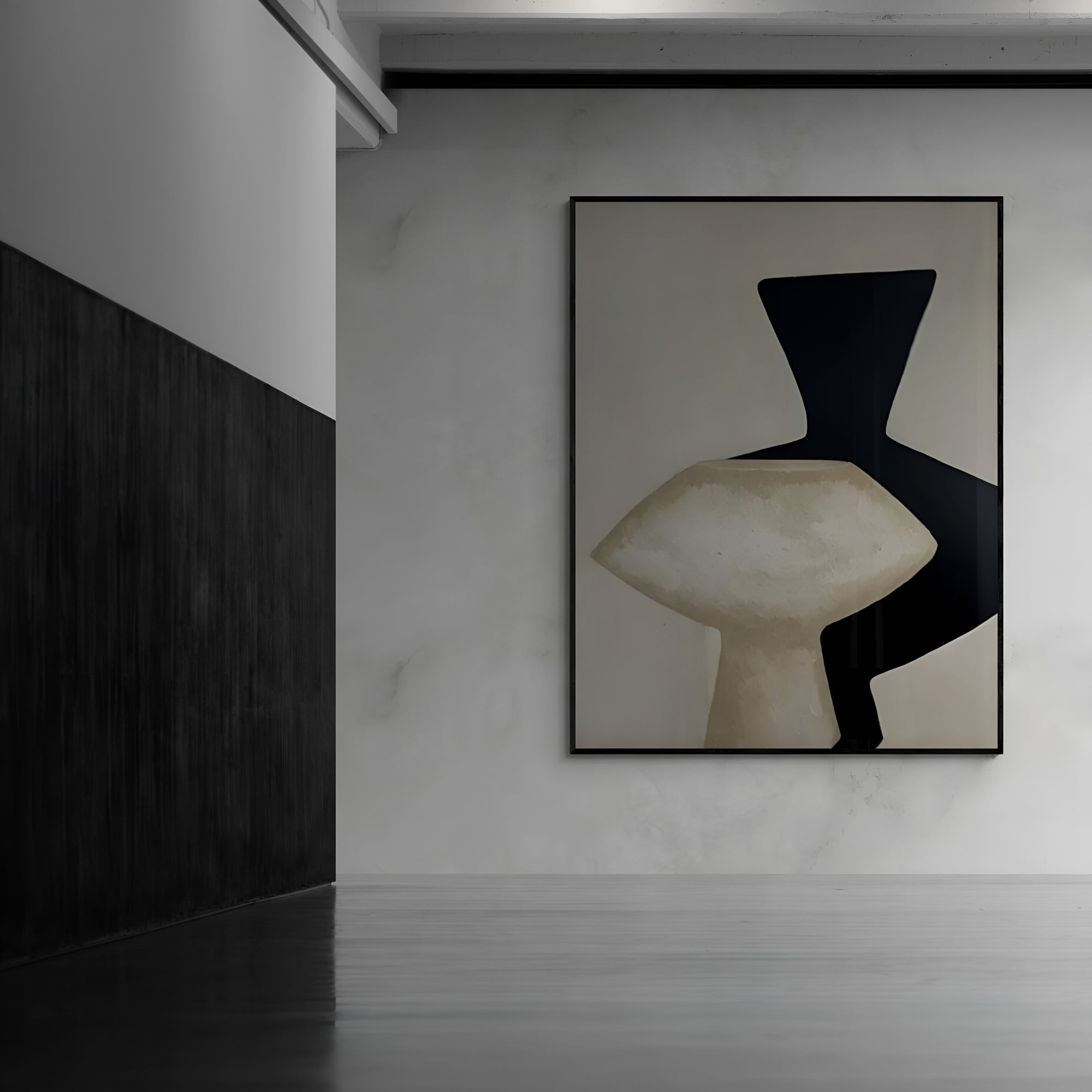Statement artwork with abstract geometric contrast, perfect for elegant dining and living room decor