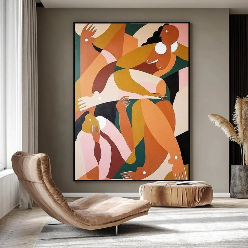 Expressive handmade painting of intertwined human forms, perfect for styled lofts or gallery-inspired rooms