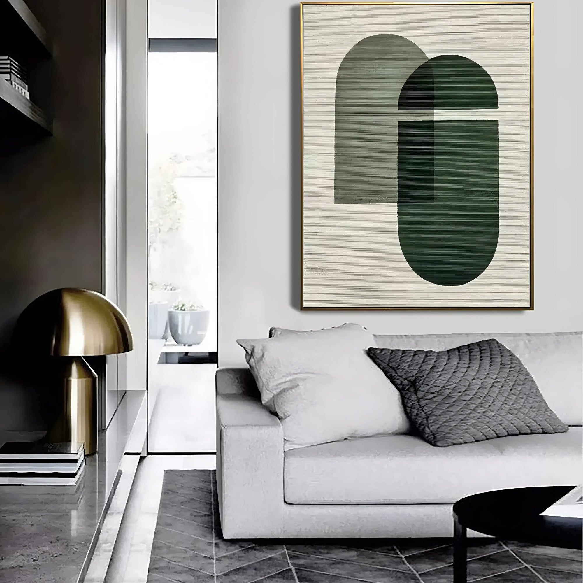 Handcrafted Abstract Oil Painting with Deep Green Tones - Contemporary Art for Home Décor