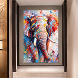 Handcrafted with bold strokes and rich hues, this elephant oil painting suits creative studios or lofts.