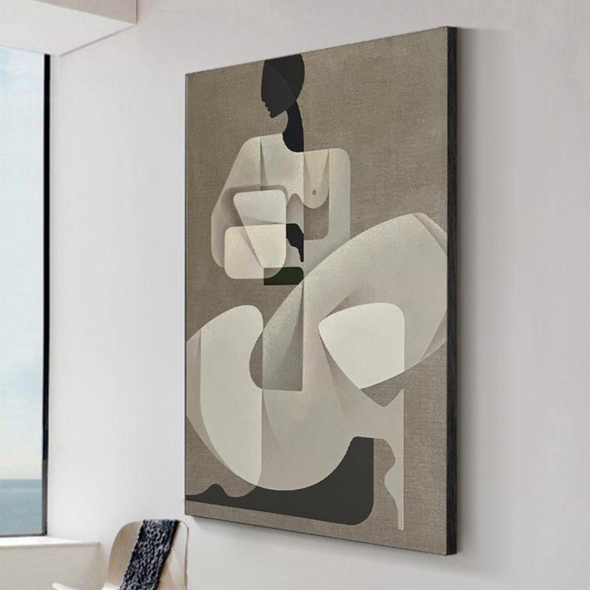 Modern handmade oil painting of a nude form, perfect for calming, design-focused living spaces