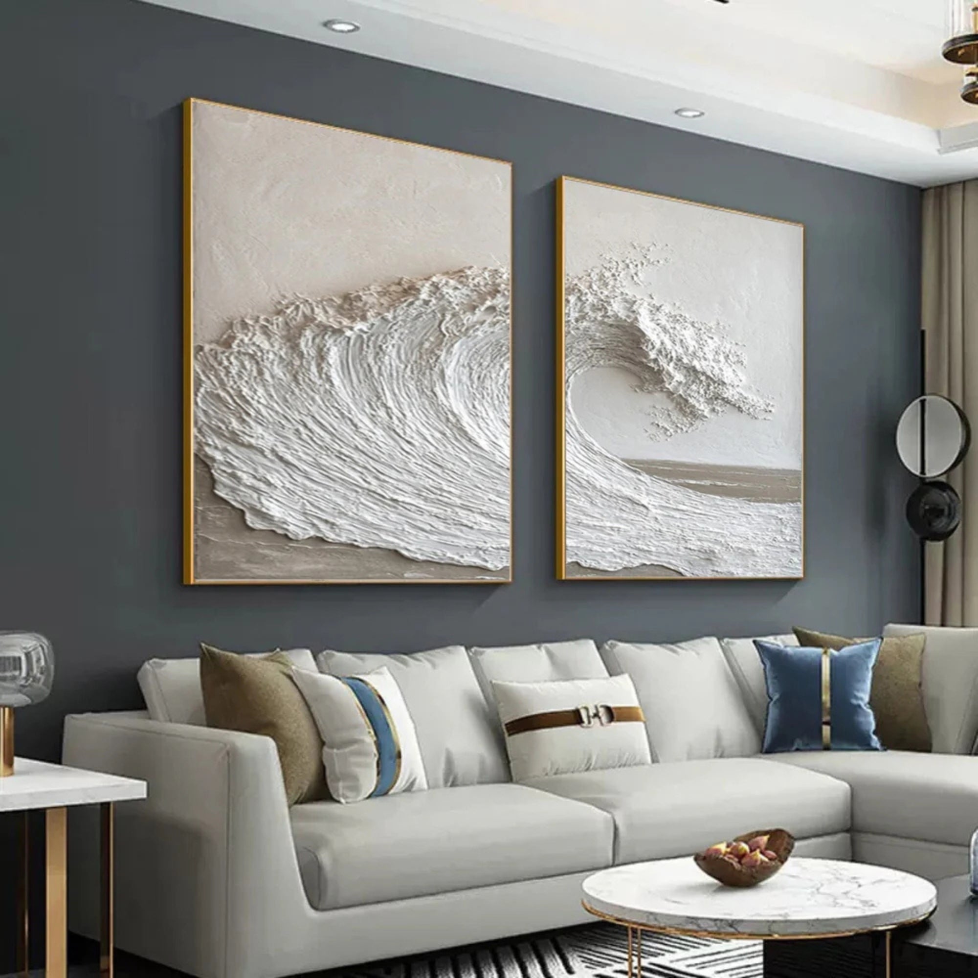 Plaster & Texture Art -  Ocean Crescendo - Set of 2