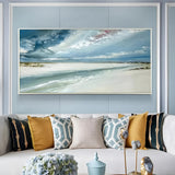 Ocean view handmade artwork with calming tones, ideal for coastal-themed interiors or contemporary lounges.