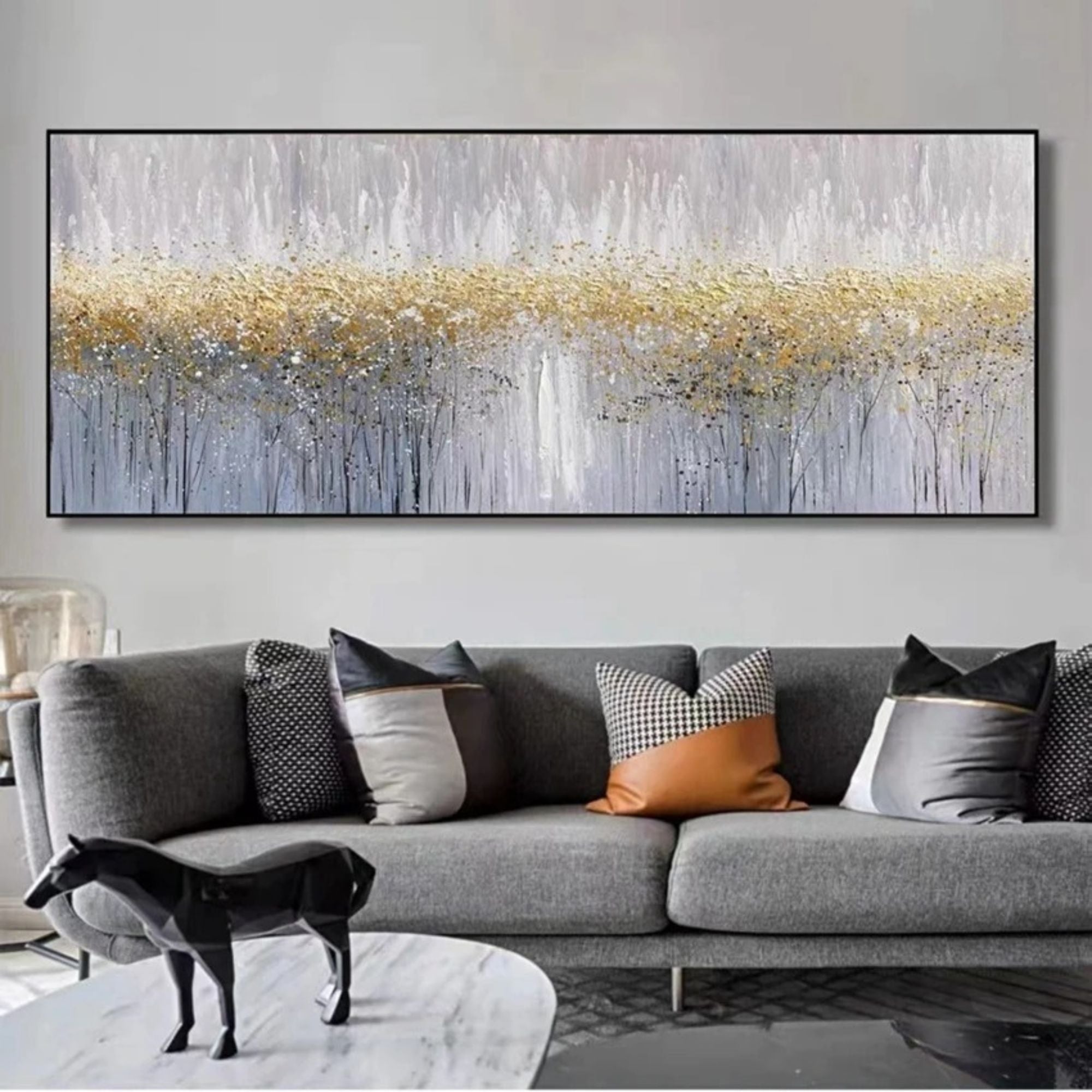 Gentle handmade oil painting featuring layered textures, perfect for serene lounges, reading nooks, or minimal interiors.