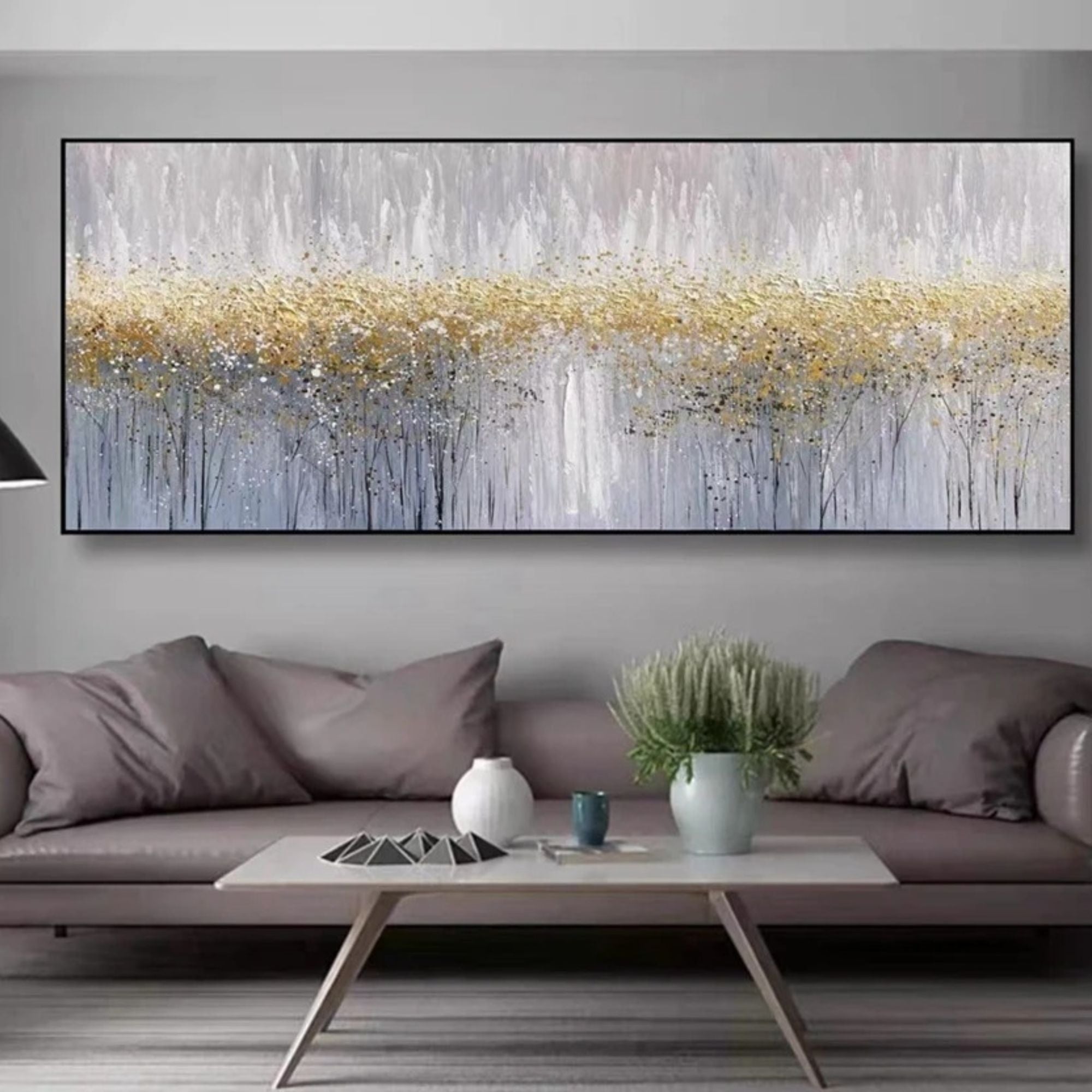 Elegant handmade oil artwork with neutral hues, a refined choice for stylish home decor or calming professional settings