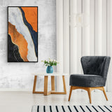 Original handmade textured abstract canvas with rich orange tones, ideal for modern living room wall art.