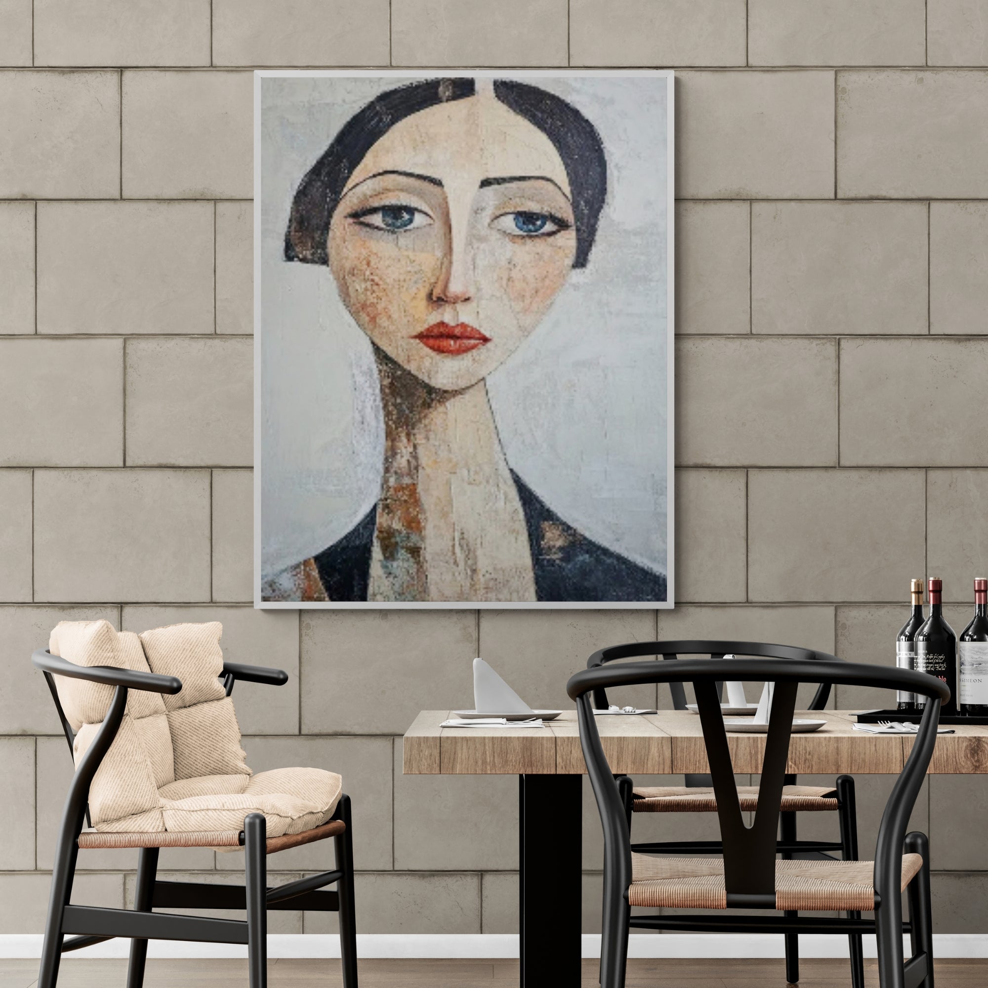 Handmade oil portrait perfect for adding personality to kitchens or dining rooms.