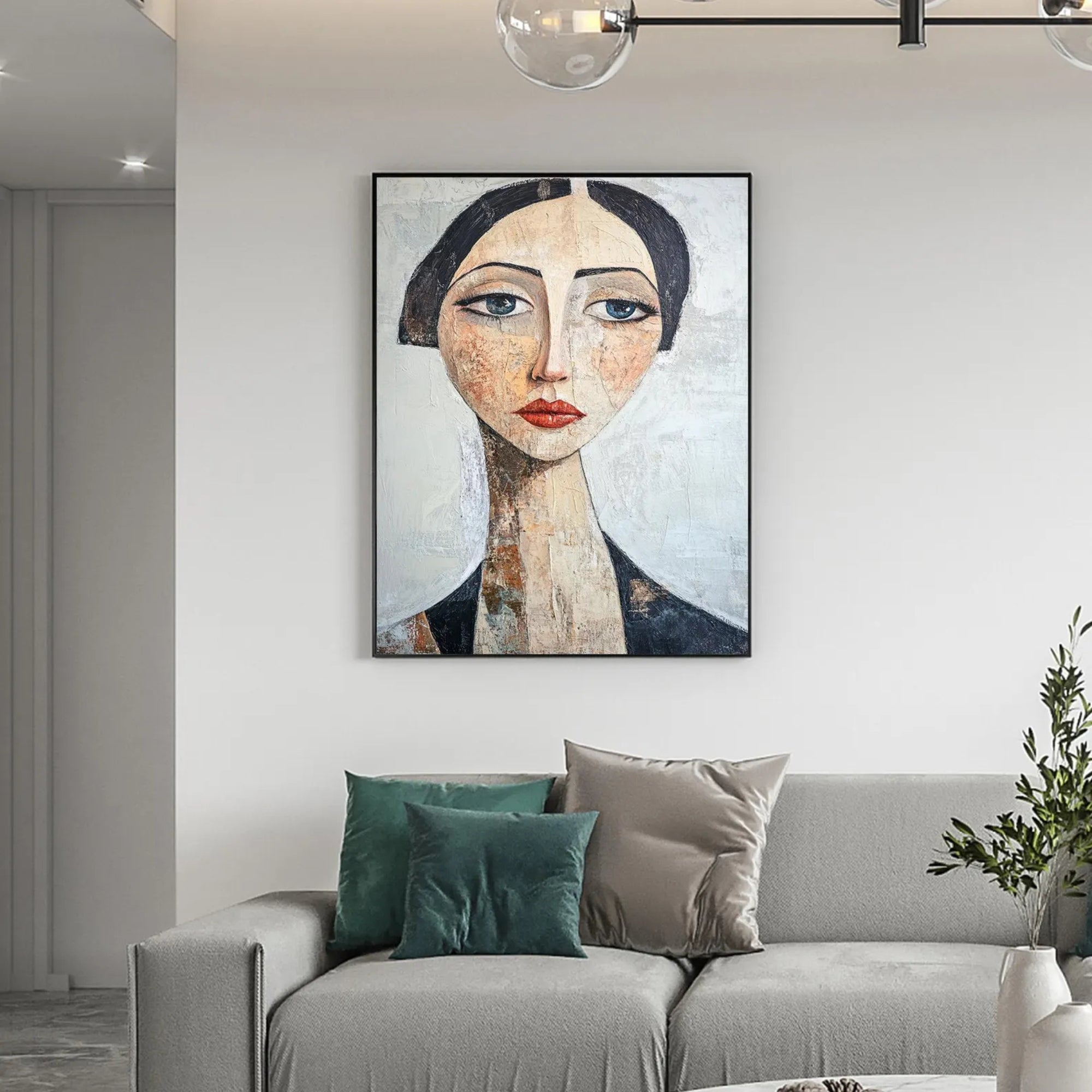 Handmade oil painting with a quiet intensity—perfect as a statement piece in minimalist or Scandinavian interiors.