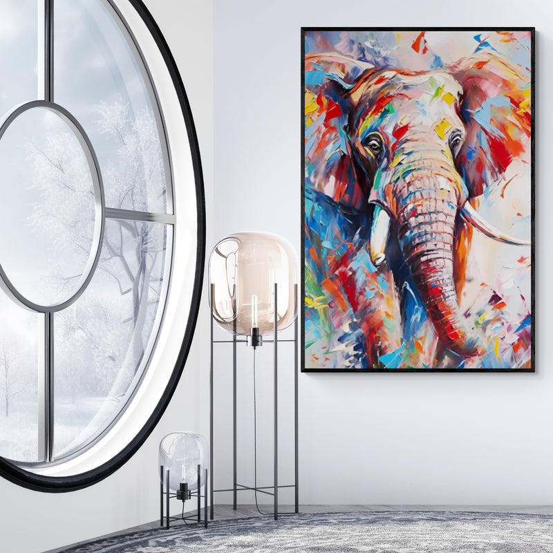 Modern handmade elephant oil painting is a striking statement piece for art-forward living rooms.