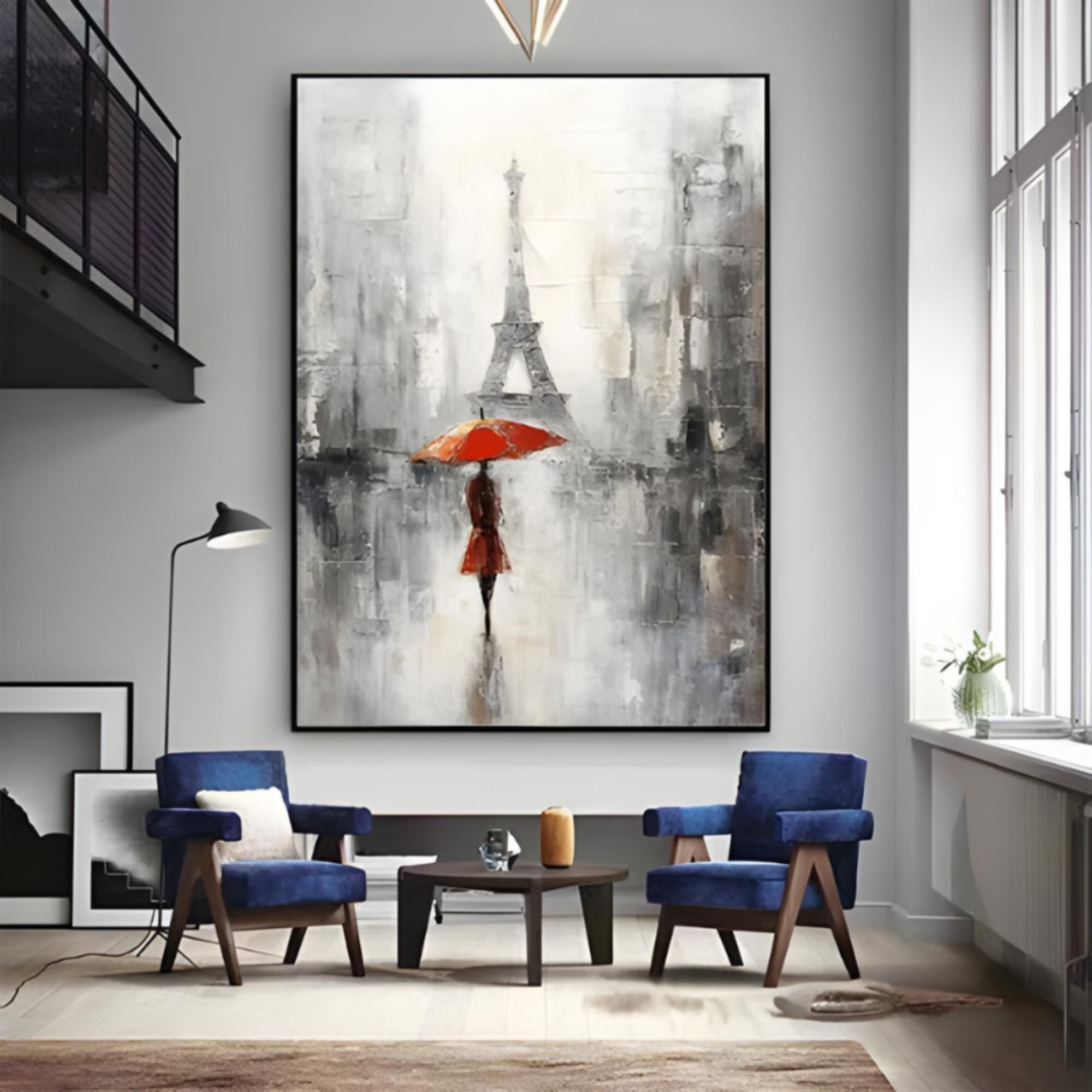 Realism / Figurative Art  - Red Umbrella In Paris