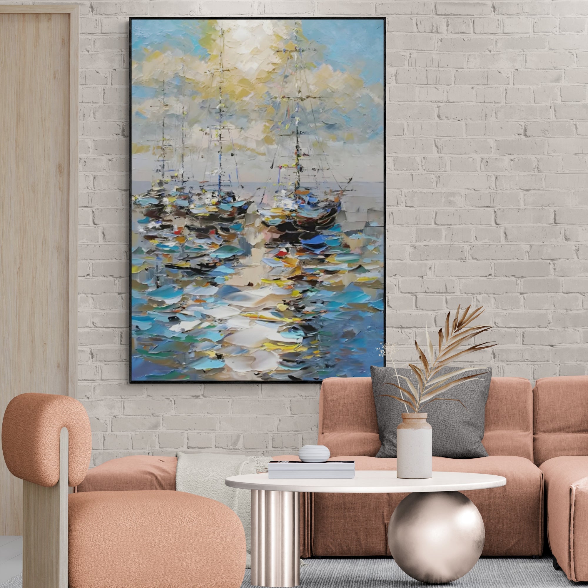 Impasto / Palette knife Art - Golden Sails