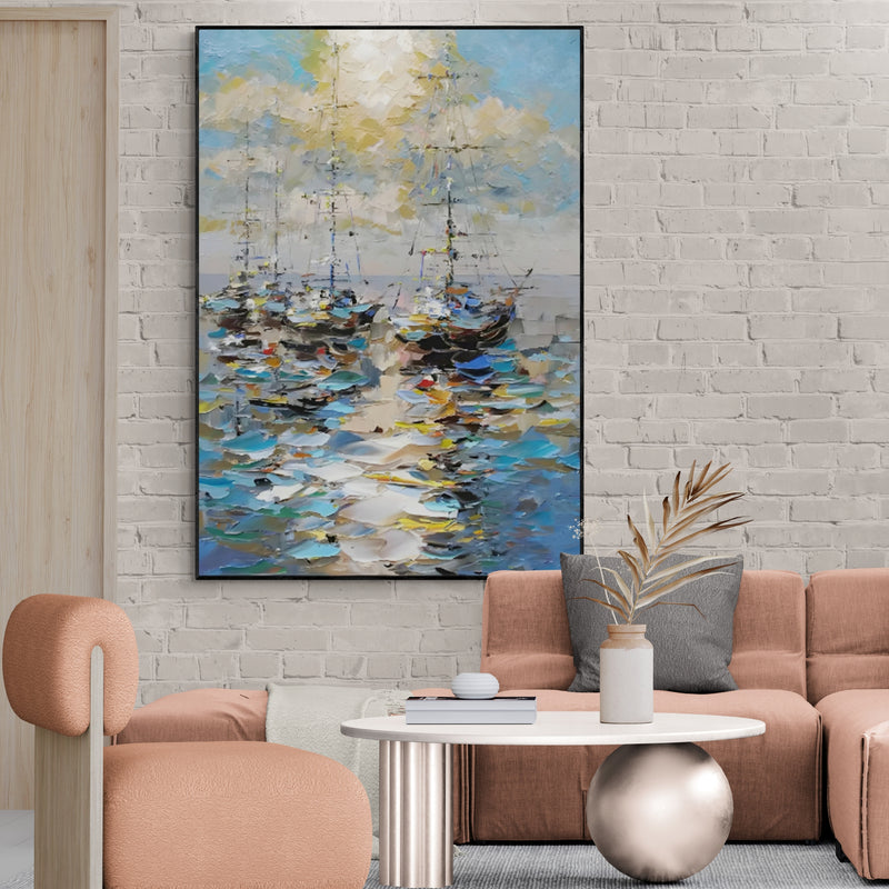 Plaster Art Texture Painting - Golden Sails