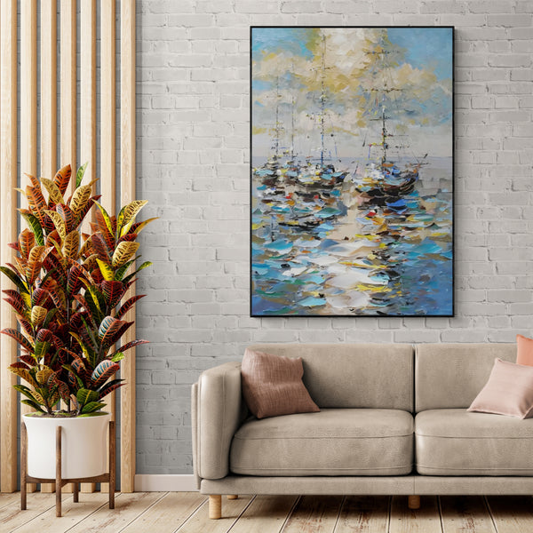 Plaster Art Texture Painting - Golden Sails